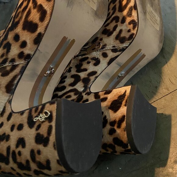 Sam Edelman Animal Print Leopard Cheetah Chunky Heel Boots 8.5 - Picture 4 of 6